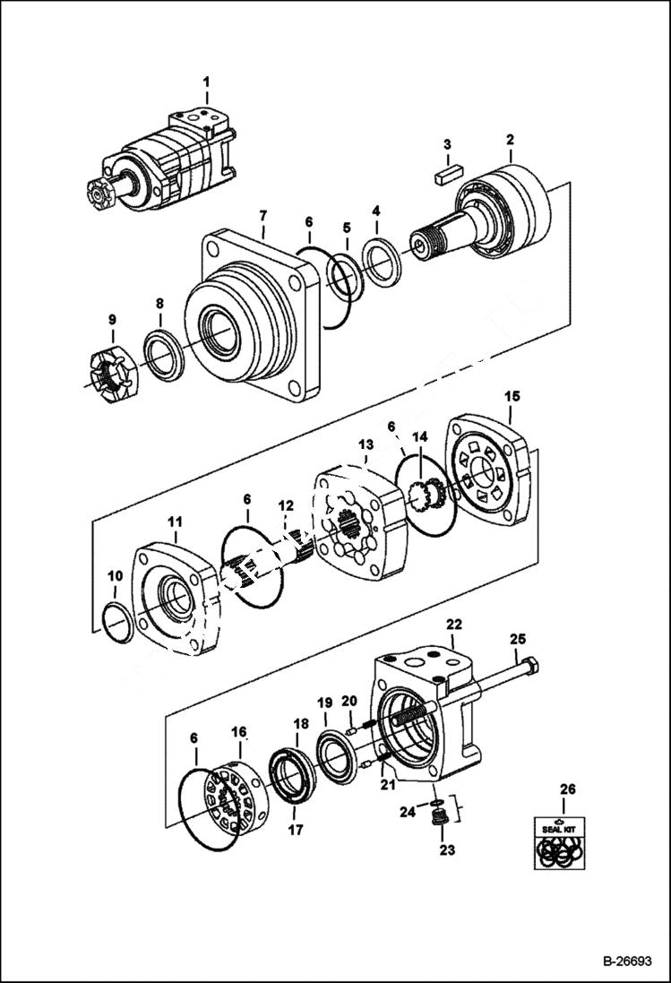 Схема запчастей Bobcat Mini Tracks Loaders - DRIVE MOTOR HYDROSTATIC SYSTEM