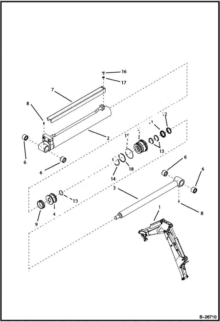 Схема запчастей Bobcat BL470 - BUCKET CYLINDER (BL475) 5719 11002 & Below Side Shift HYDRAULIC SYSTEM