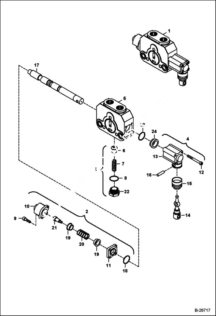 Схема запчастей Bobcat B100 - HYDRAULIC CIRCUITRY (Stabilizers Left/ Right Section) (Center Mount) HYDRAULIC SYSTEM