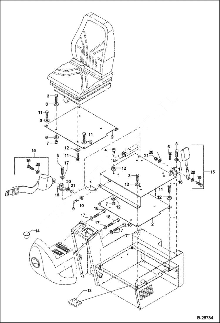 Схема запчастей Bobcat 442 - SEAT CONSOLE 5289 11380 & Above MAIN FRAME