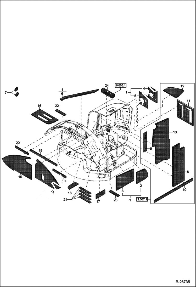 Схема запчастей Bobcat 442 - INSULATION 5289 11314 & Above MAIN FRAME