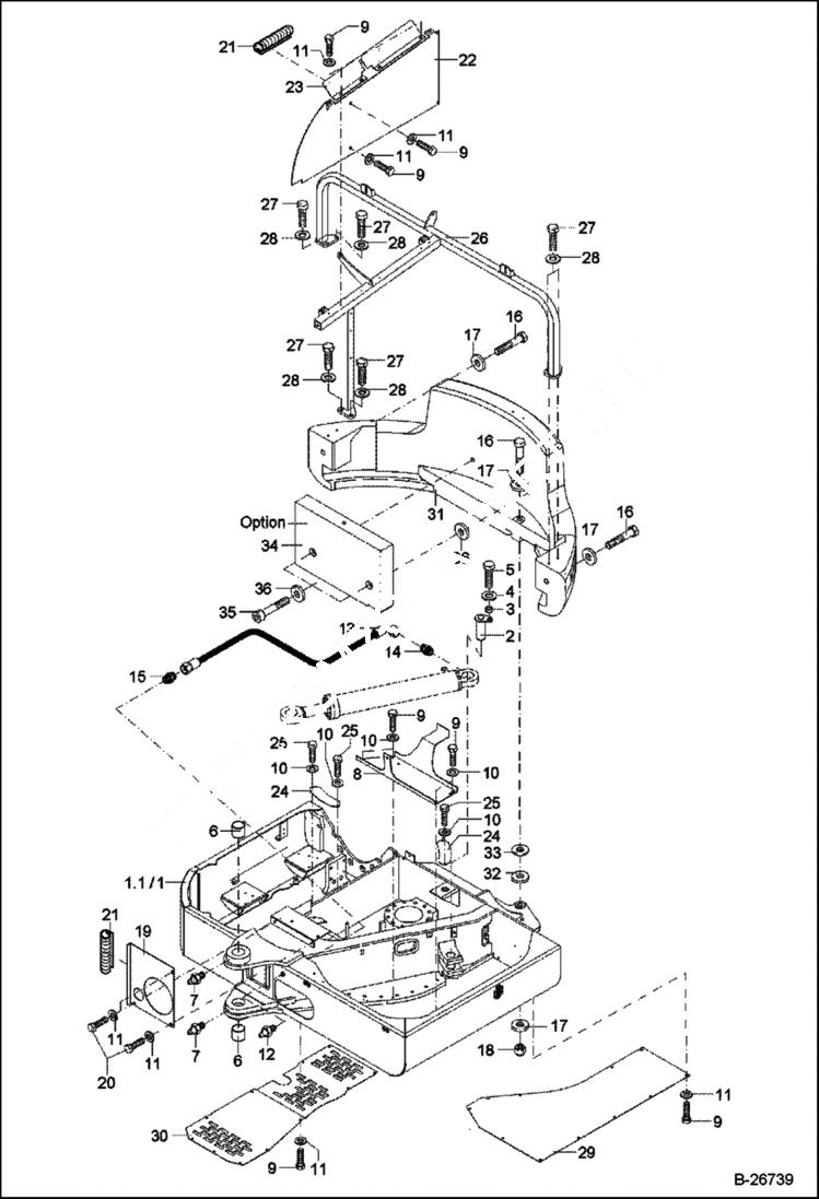 Схема запчастей Bobcat 442 - UPPER CARRIAGE MAIN FRAME