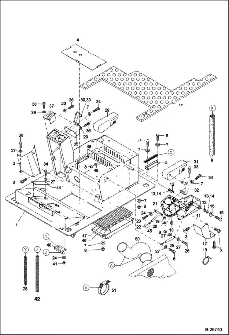 Схема запчастей Bobcat 442 - FLOOR FRAME 5289 11380 & Above MAIN FRAME