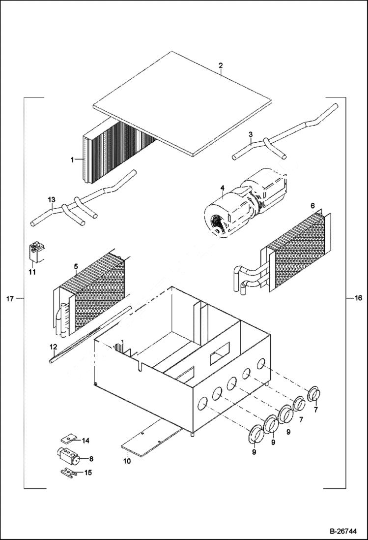 Схема запчастей Bobcat 442 - HEATING/AIR CONDITIONING 5289 11001 & Above MAIN FRAME