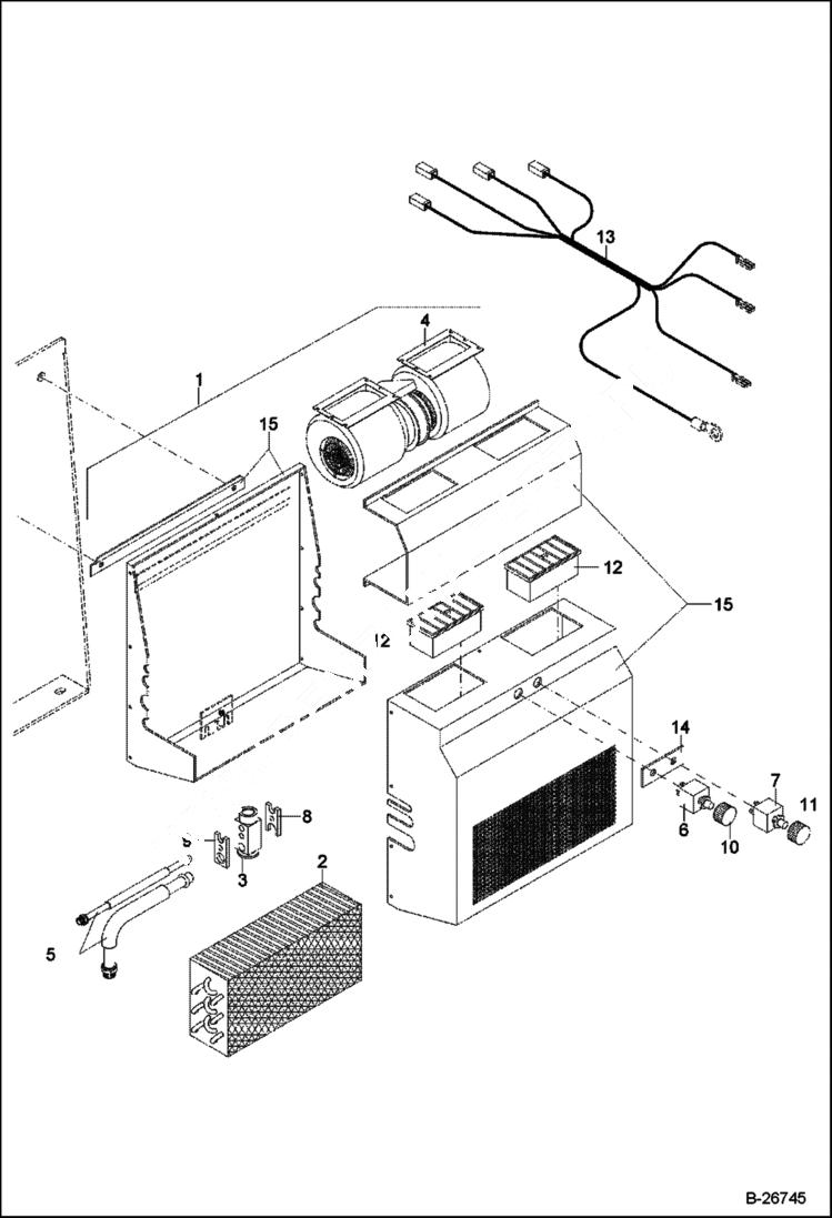 Схема запчастей Bobcat 442 - EVAPORATOR UNIT 5289 11022 & Above MAIN FRAME