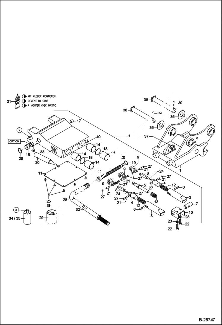 Схема запчастей Bobcat 442 - QUICK MOUNT HITCH MS08 ACCESSORIES & OPTIONS