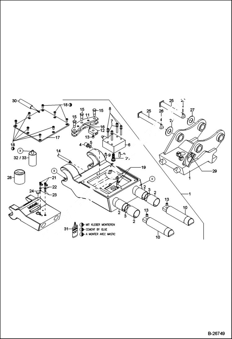 Схема запчастей Bobcat 442 - QUICK MOUNT HITCH hydraulic MS08 ACCESSORIES & OPTIONS