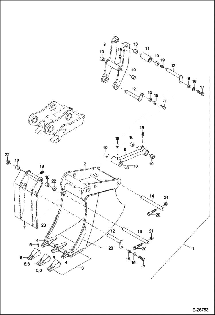 Схема запчастей Bobcat 442 - BUCKET Quick Release - With Scraper - MS08 400mm ACCESSORIES & OPTIONS