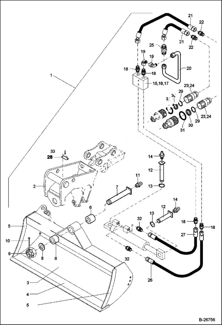 Схема запчастей Bobcat 442 - BUCKET Swiveling - Quick Release - MSO8 1500mm ACCESSORIES & OPTIONS