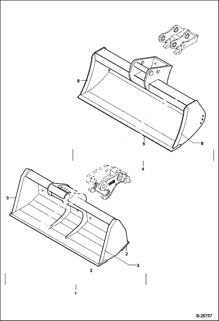 Схема запчастей Bobcat 442 - DITCH CLEANING BUCKET Quick Release ACCESSORIES & OPTIONS