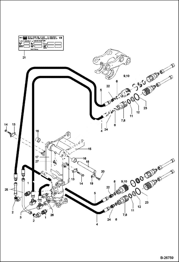 Схема запчастей Bobcat 442 - HYDRAULIC INSTALLATION With Grab Suspension Quick Mount Hitch - Terex ACCESSORIES & OPTIONS