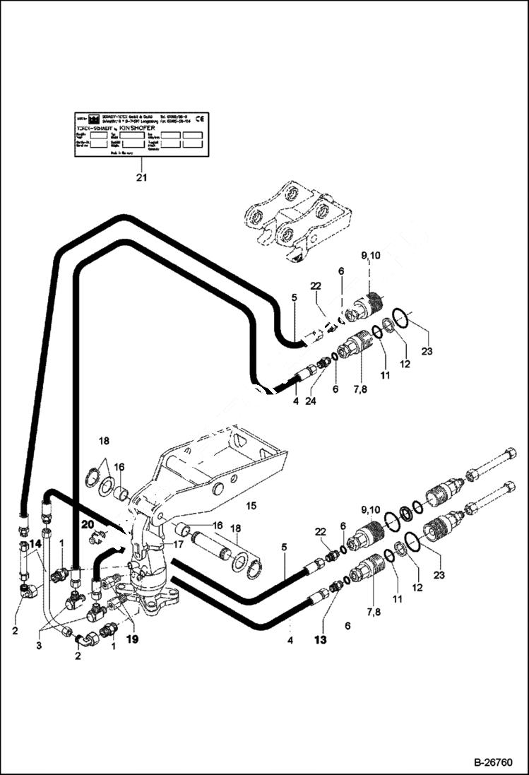 Схема запчастей Bobcat 442 - HYDRAULIC INSTALLATION With Grab Suspension Quick Mount Hitch ACCESSORIES & OPTIONS