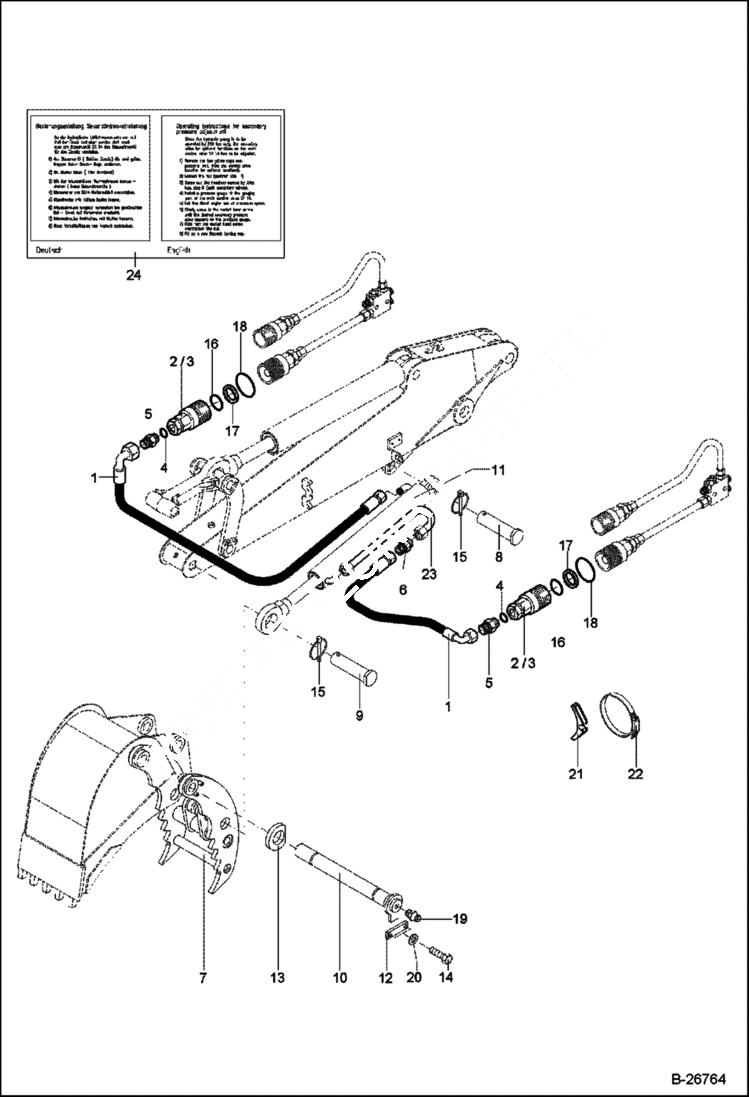 Схема запчастей Bobcat 442 - HYDRAULIC INSTALLATION With Prong ACCESSORIES & OPTIONS