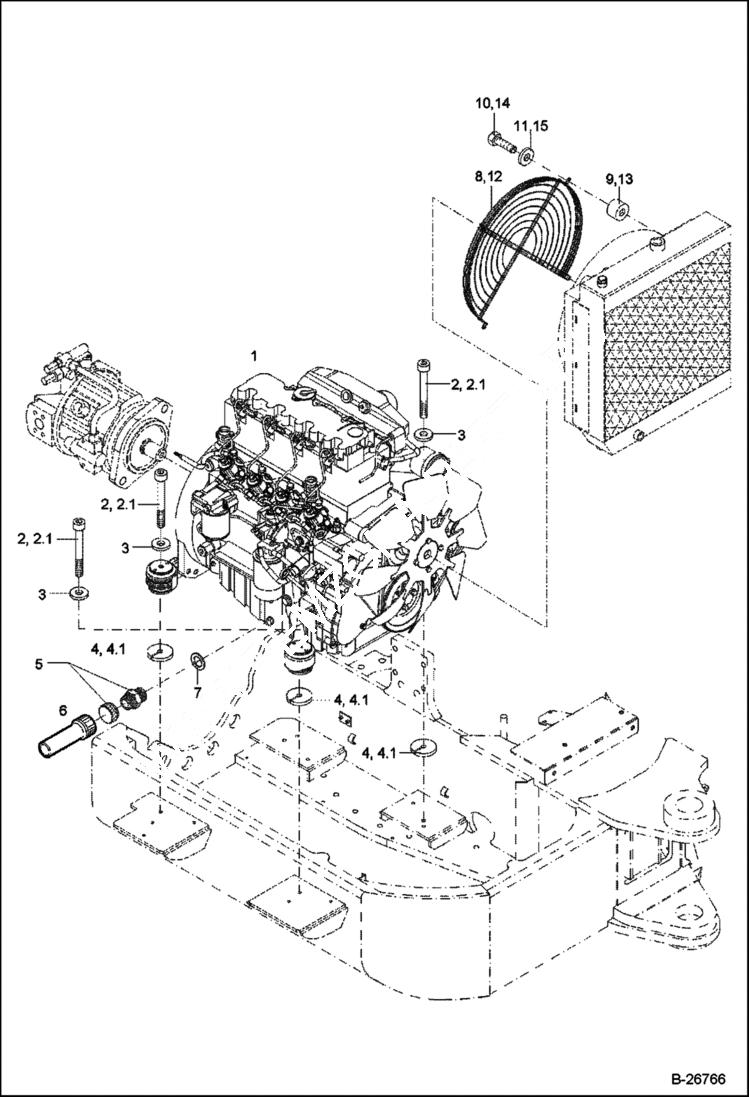 Схема запчастей Bobcat 442 - ENGINE ASSEMBLY 5289 11313 & Below POWER UNIT