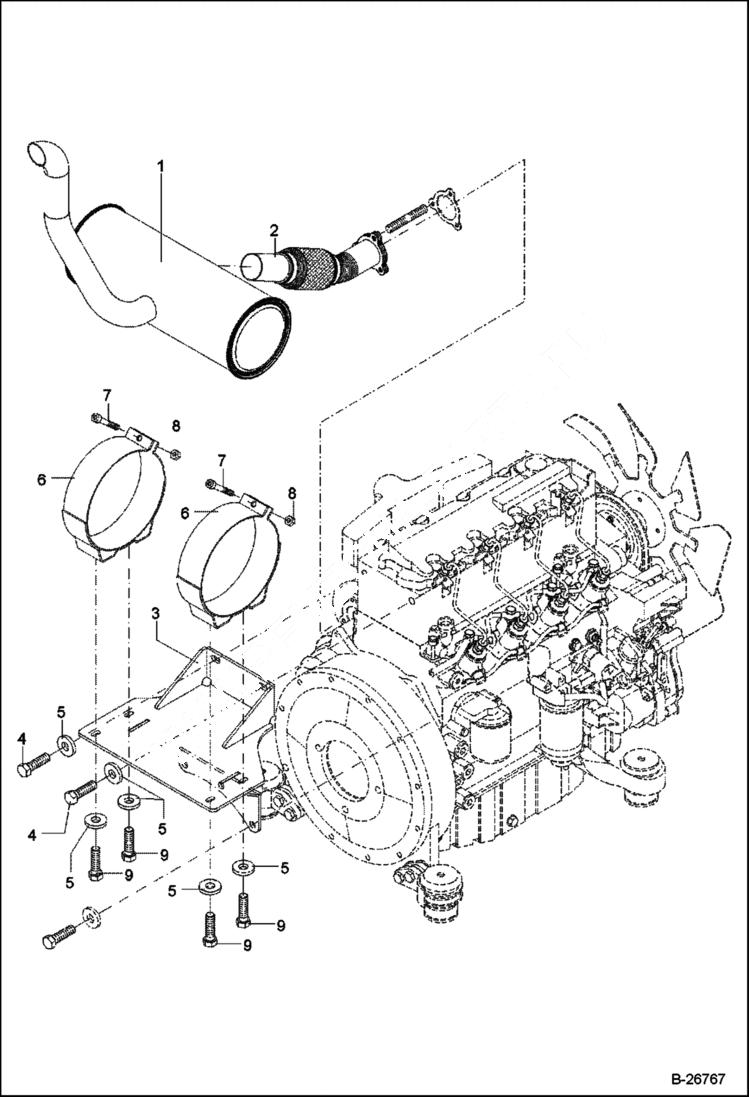 Схема запчастей Bobcat 442 - EXHAUST 5289 11336 & Above POWER UNIT