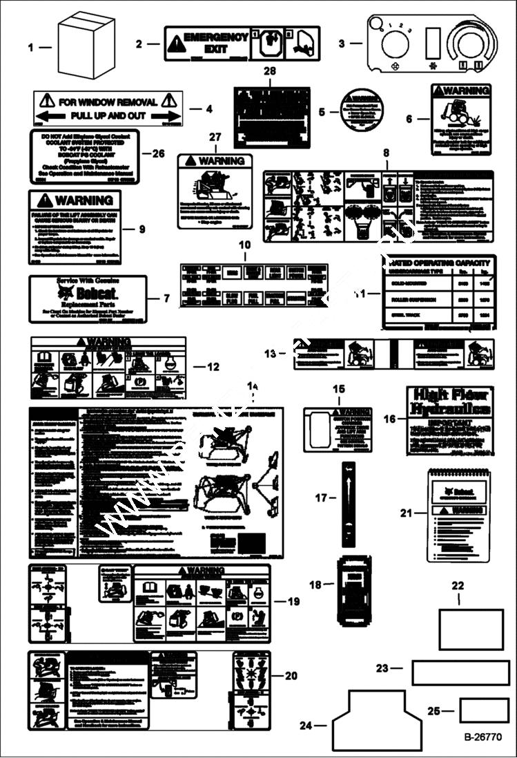 Схема запчастей Bobcat T-Series - DECALS (Inside) ACCESSORIES & OPTIONS