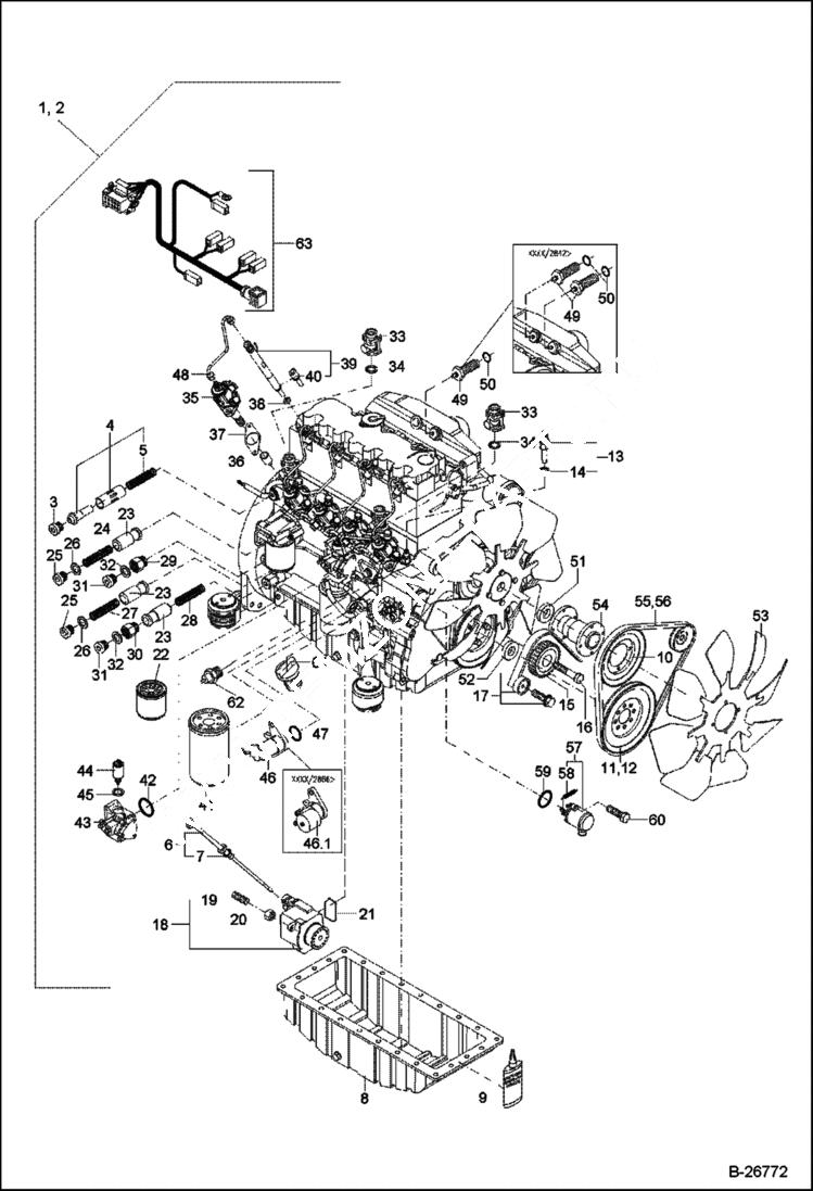 Схема запчастей Bobcat 442 - ENGINE PARTS 5289 11314 & Above POWER UNIT