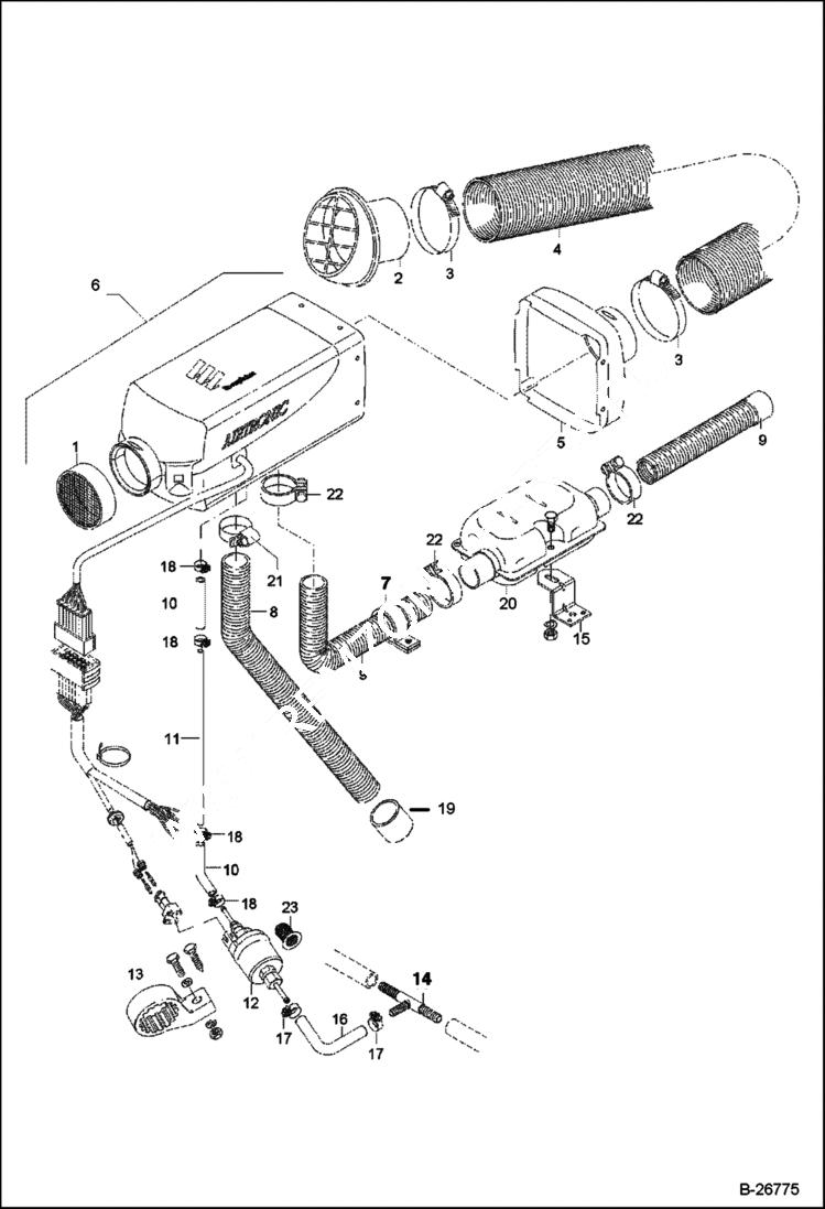 Схема запчастей Bobcat 442 - MOUNTING KIT Diesel Operated Heating MAIN FRAME