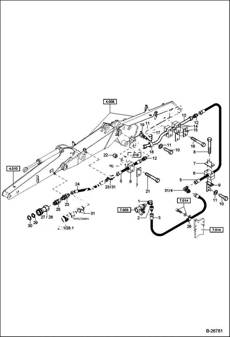 Схема запчастей Bobcat 442 - HYDRAULIC INSTALLATION Pressureless Return Line Circular ACCESSORIES & OPTIONS