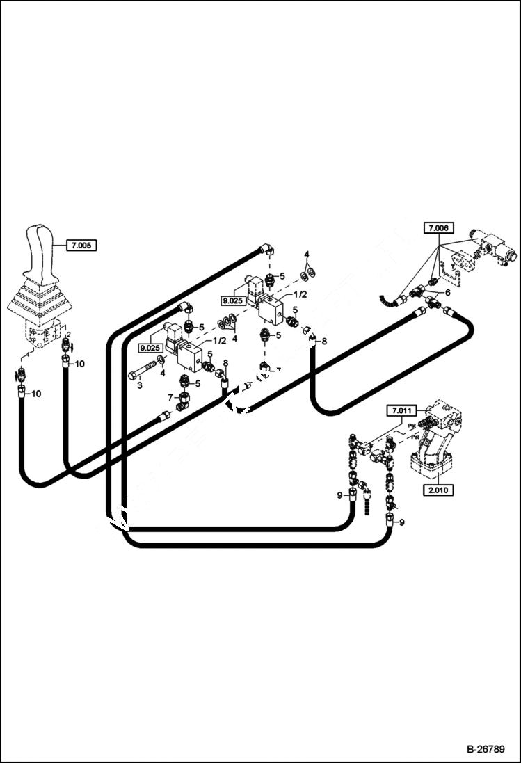 Схема запчастей Bobcat 442 - HYDRAULIC INSTALLATION Slew Limitation HYDRAULIC SYSTEM