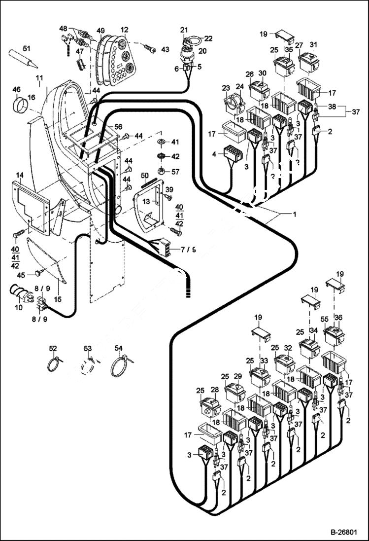 Схема запчастей Bobcat 442 - ELECTRIC INSTALLATION Dash/Console 5289 11015 & Above ELECTRICAL SYSTEM