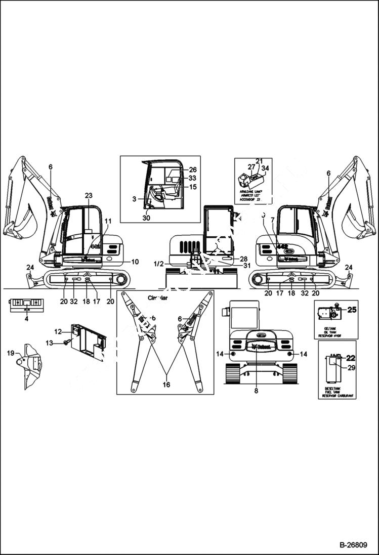 Схема запчастей Bobcat 442 - DECALS ACCESSORIES & OPTIONS