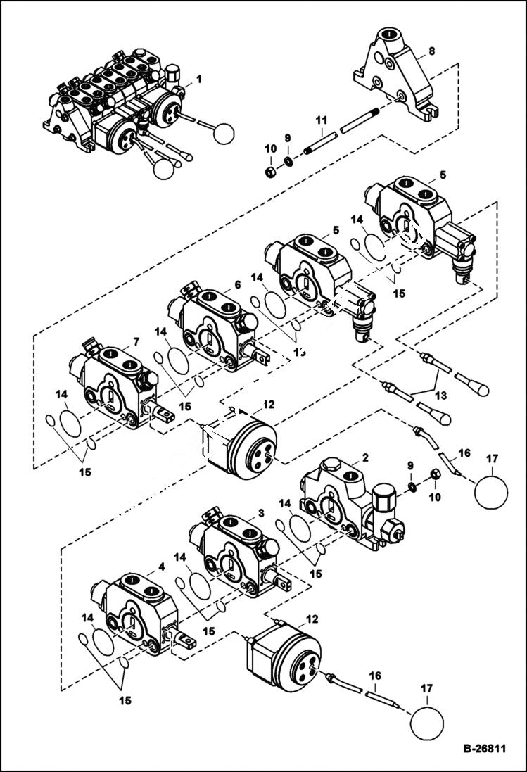 Схема запчастей Bobcat B250 - SIDESHIFT BACKHOE VALVE (Valve Assy) HYDRAULIC SYSTEM