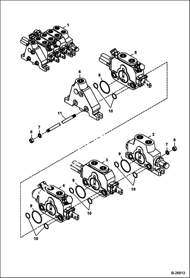 Схема запчастей Bobcat BL370 - HYDRAULIC CIRCUITRY (Loader Control Valve Assy) HYDRAULIC SYSTEM