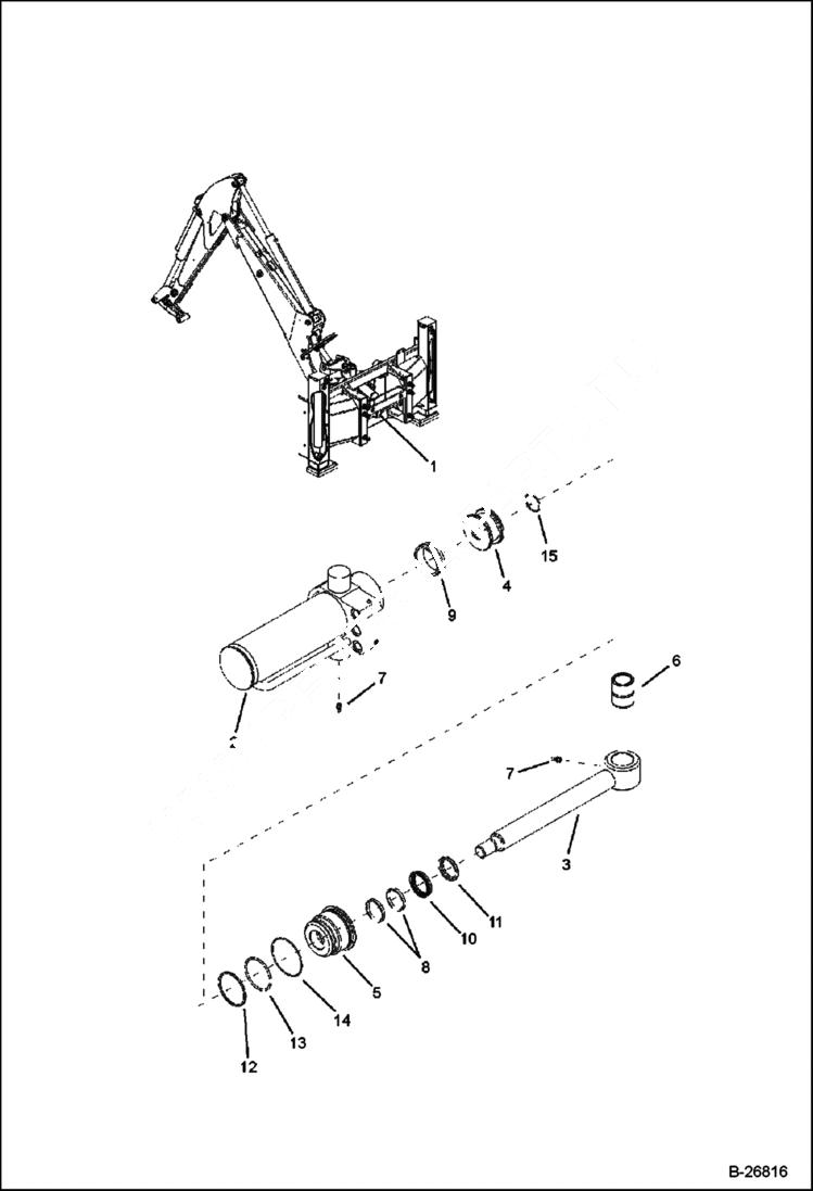 Схема запчастей Bobcat BL570 - SWING CYLINDER Bottom Side Shift HYDRAULIC SYSTEM