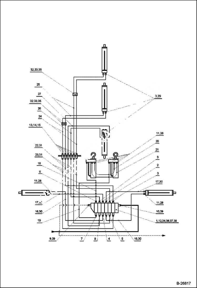 Схема запчастей Bobcat BL570 - HYDRAULIC CIRCUITRY Backhoe HYDRAULIC SYSTEM