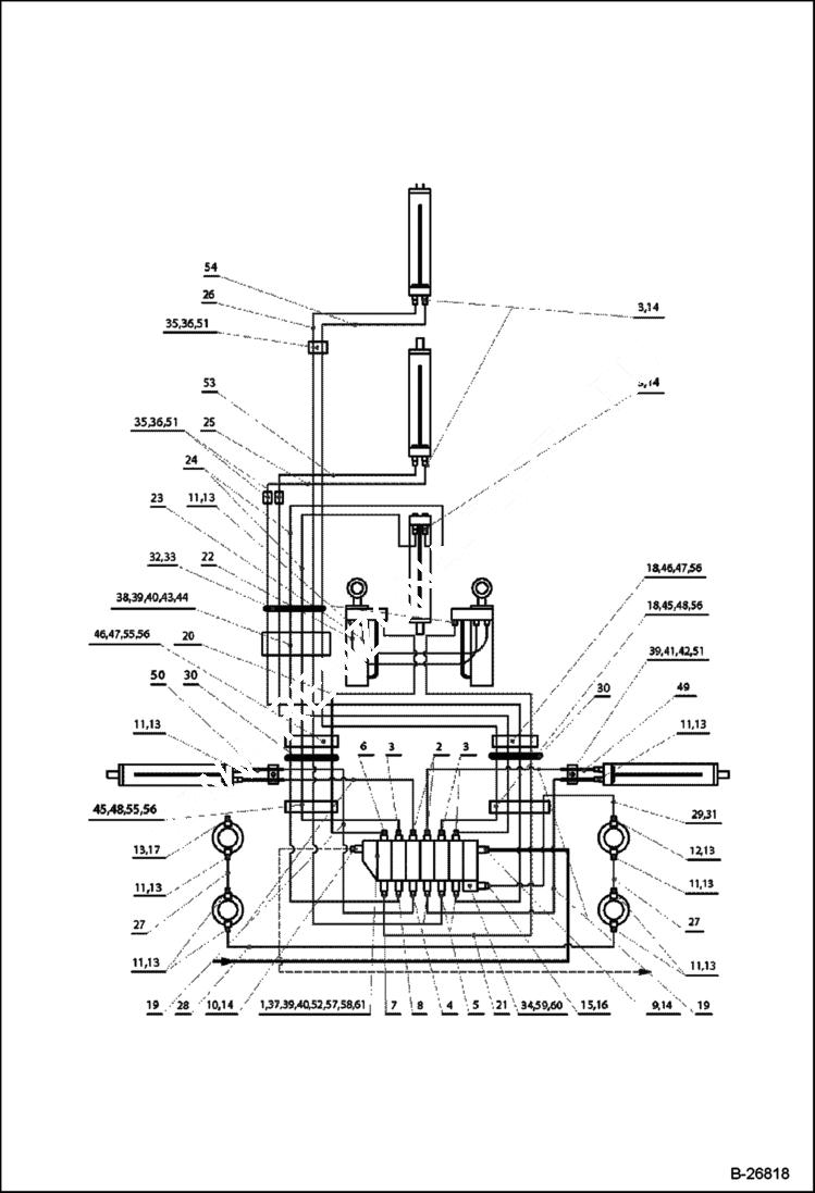 Схема запчастей Bobcat BL570 - HYDRAULIC CIRCUITRY Side Shift Backhoe HYDRAULIC SYSTEM