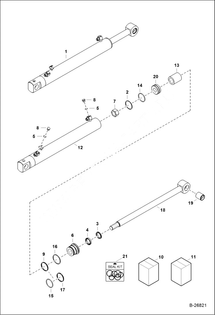 Схема запчастей Bobcat BL570 - TILT CYLINDER (LEFT & RIGHT) (BL570) 5706 11025 & Above (BL575) 5720 11007 & Above HYDRAULIC SYSTEM