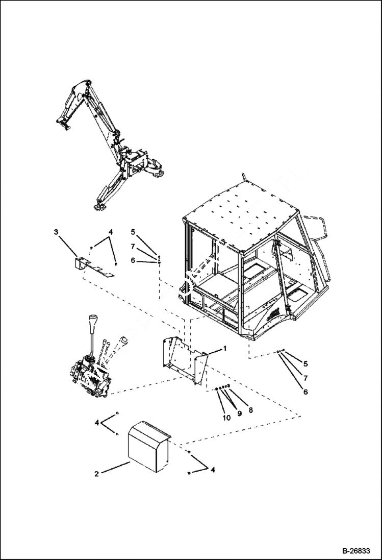 Схема запчастей Bobcat BL570 - CAB Cover - Rear Distributor Center Mount CAB