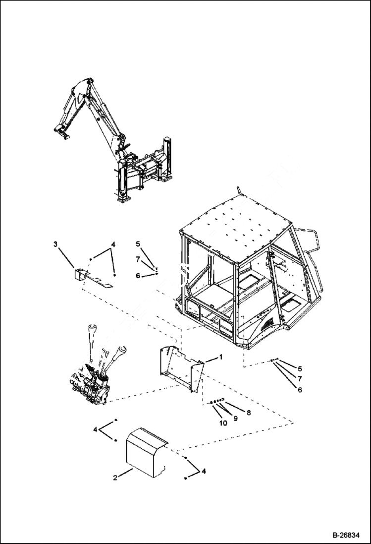 Схема запчастей Bobcat BL570 - CAB Cover - Rear Distributor Side Shift Backhoe CAB