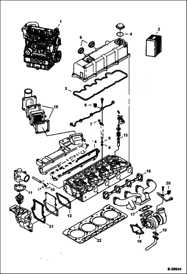 Схема запчастей Bobcat S-Series - ENGINE & UPPER GASKET KIT (S/N 5213, 5214, 5215, 5216) (V3300 DI T Kubota) (Tier I) POWER UNIT