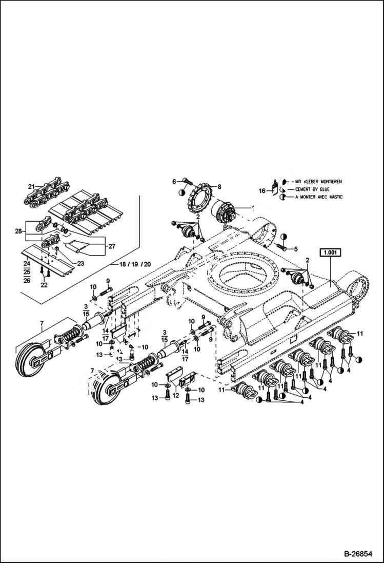 Схема запчастей Bobcat 442 - STEEL TRACK 5289 11555 & Below UNDERCARRIAGE