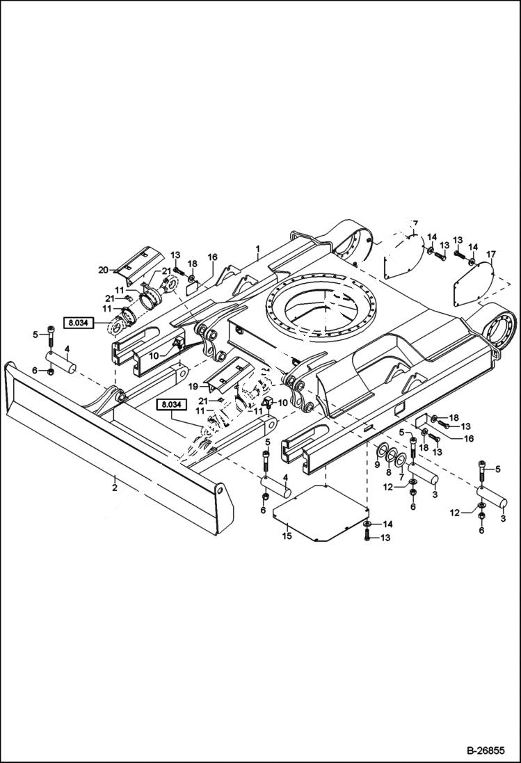 Схема запчастей Bobcat 442 - UNDER CARRIAGE Support Blade, Cover UNDERCARRIAGE