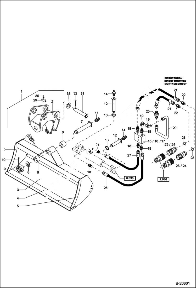 Схема запчастей Bobcat 442 - BUCKET Swivelling - Direct Mounted 1500mm ACCESSORIES & OPTIONS