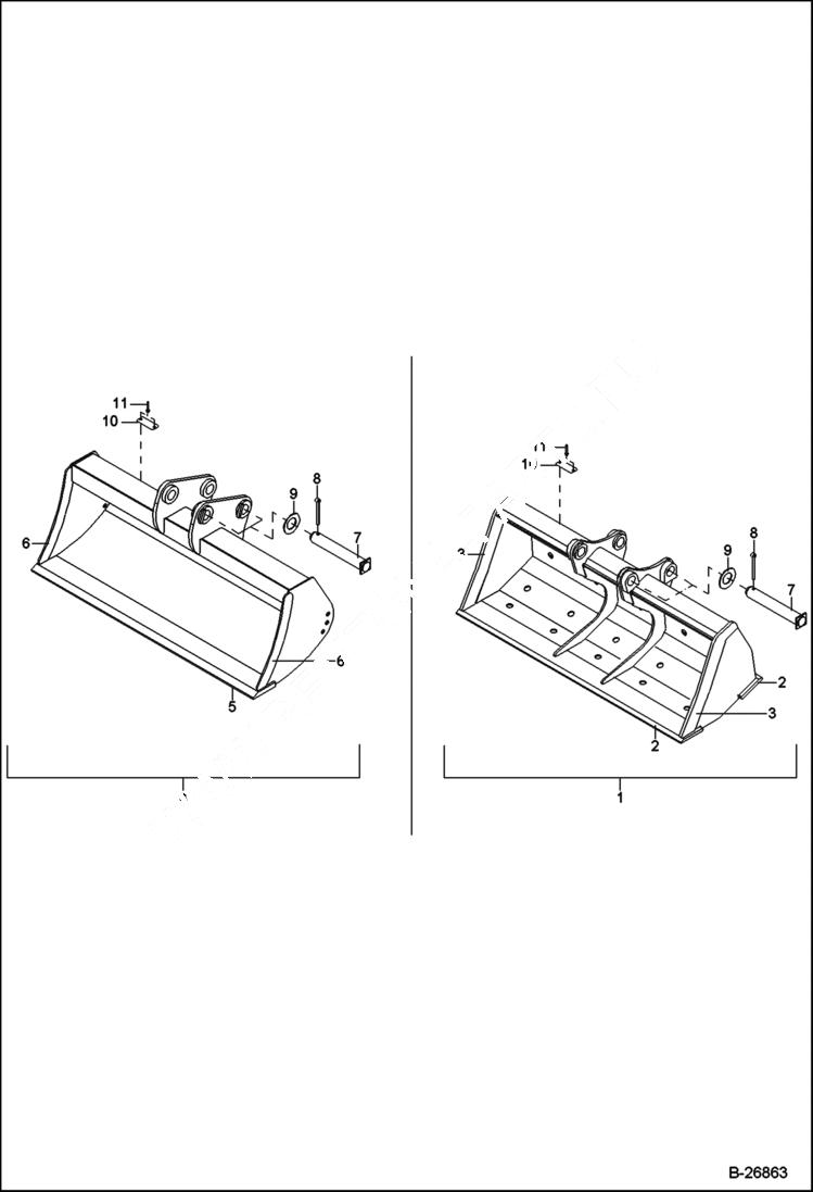 Схема запчастей Bobcat 442 - DITCH CLEANING BUCKET Direct Mounted ACCESSORIES & OPTIONS