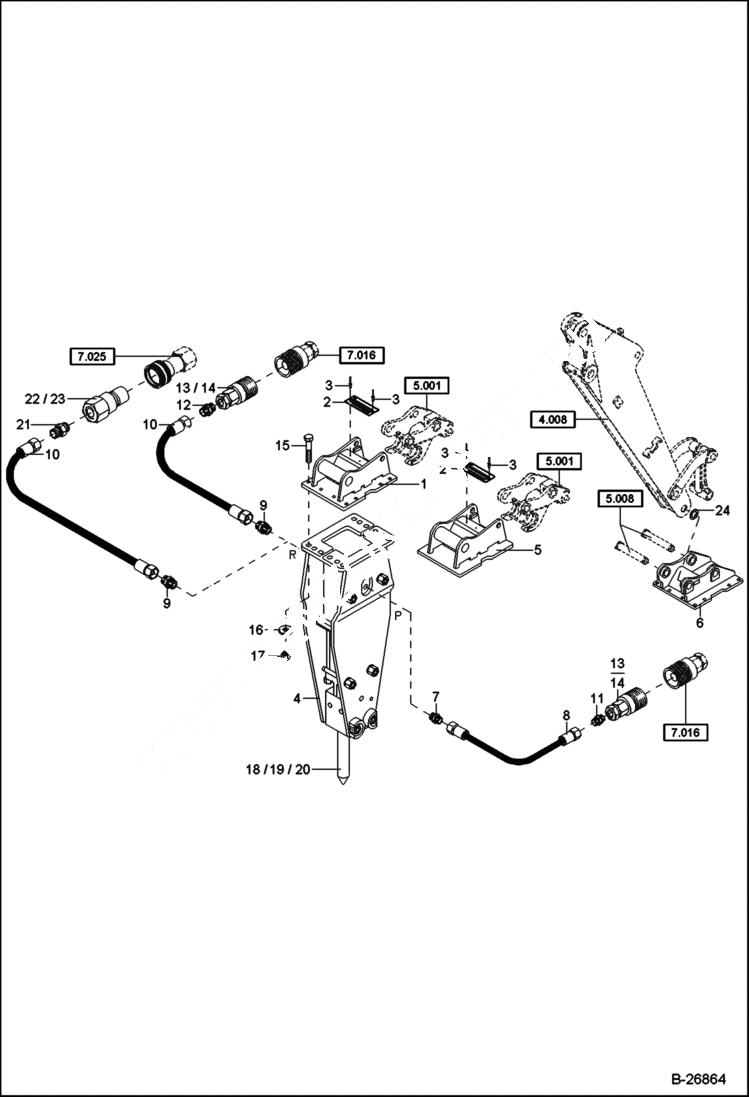 Схема запчастей Bobcat 442 - HYDRAULIC HAMMER With Hydraulic Installation ACCESSORIES & OPTIONS