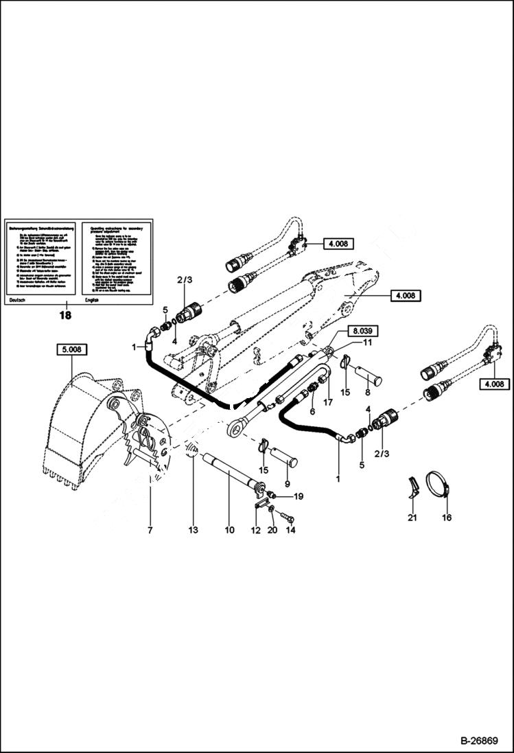 Схема запчастей Bobcat 442 - HYDRAULIC INSTALLATION With Prong ACCESSORIES & OPTIONS