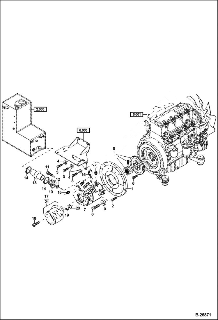 Схема запчастей Bobcat 442 - PUMPS MOUNTING POWER UNIT