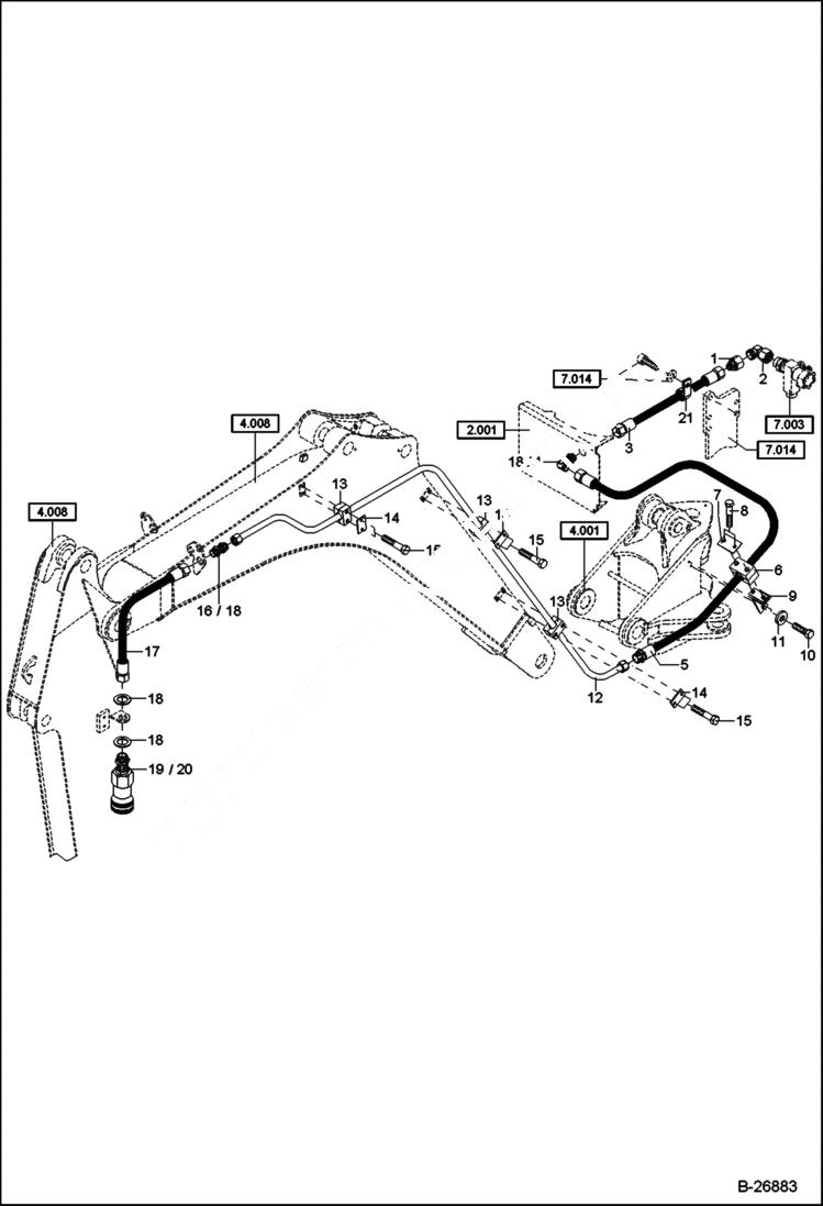 Схема запчастей Bobcat 442 - HYDRAULIC INSTALLATION Pressureless Return Line Mono ACCESSORIES & OPTIONS