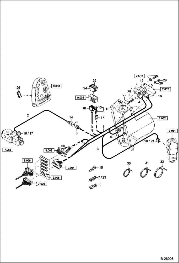 Схема запчастей Bobcat 442 - ELECTRIC INSTALLATION 3rd & 4th Additional Circuit Mono Boom ELECTRICAL SYSTEM