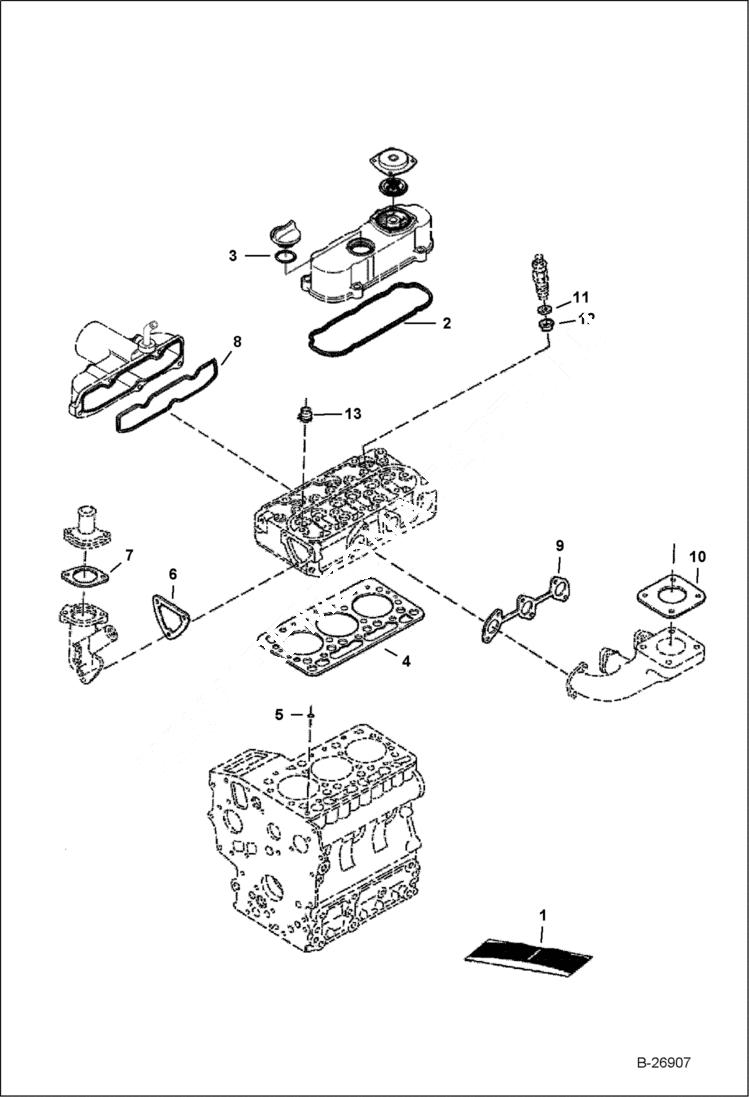 Схема запчастей Bobcat Mini Tracks Loaders - UPPER GASKET KIT (Kubota D722-E2B-BC-6)(Tier II) S/N 5287 11001 & Above, 5288 11001 & Above) POWER UNIT