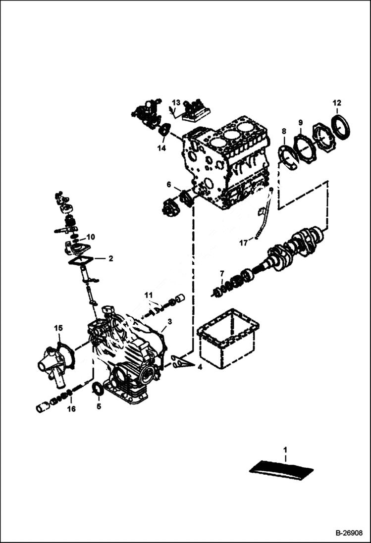 Схема запчастей Bobcat Mini Tracks Loaders - LOWER GASKET KIT (Kubota D722-E2B-BC-6)(Tier II) (S/N5287 11001 & Above, 5288 11001 & Above) POWER UNIT