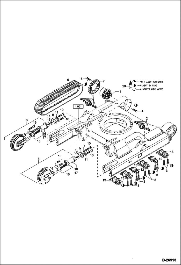 Схема запчастей Bobcat 442 - RUBBER TRACK 5289 11553 & Above 5286 11588 & Above UNDERCARRIAGE