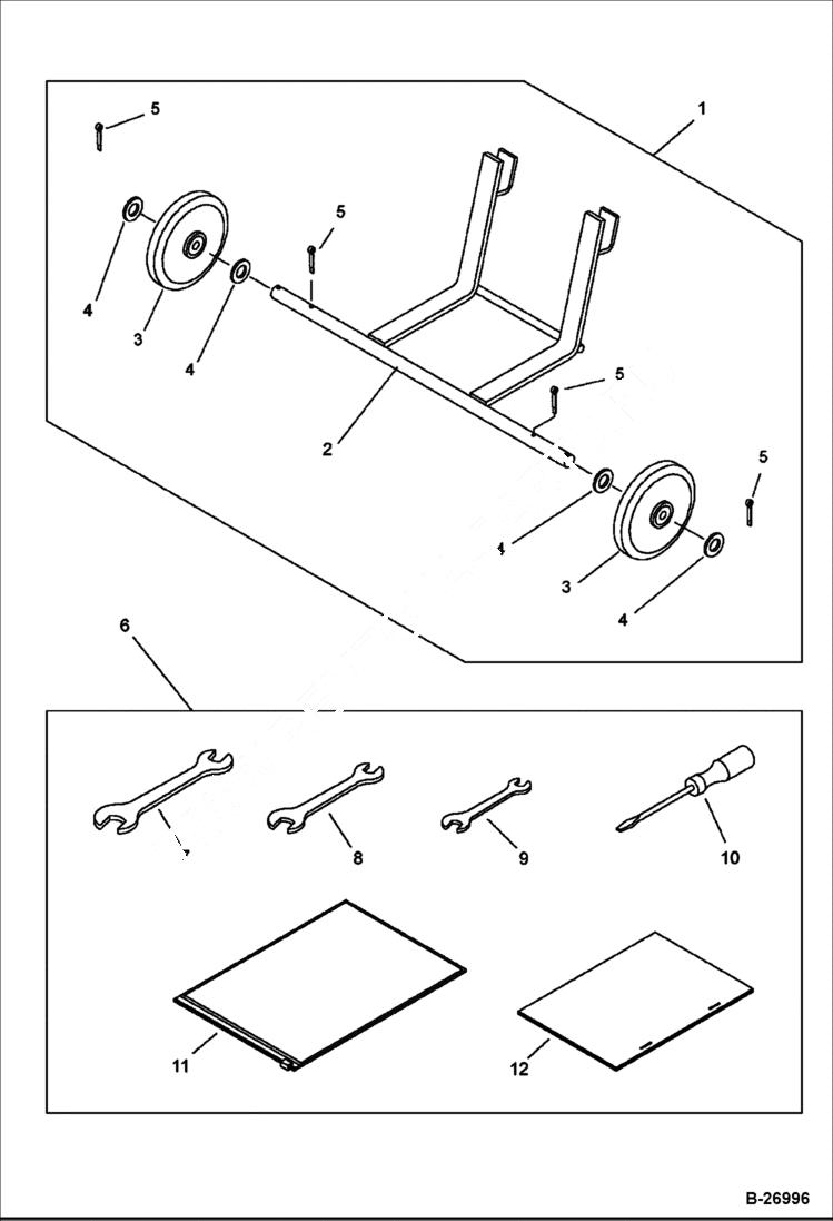 Схема запчастей Bobcat VIBRATORY PLATE COMPACTOR - CART ASSEMBLY & TOOL KIT MAIN FRAME