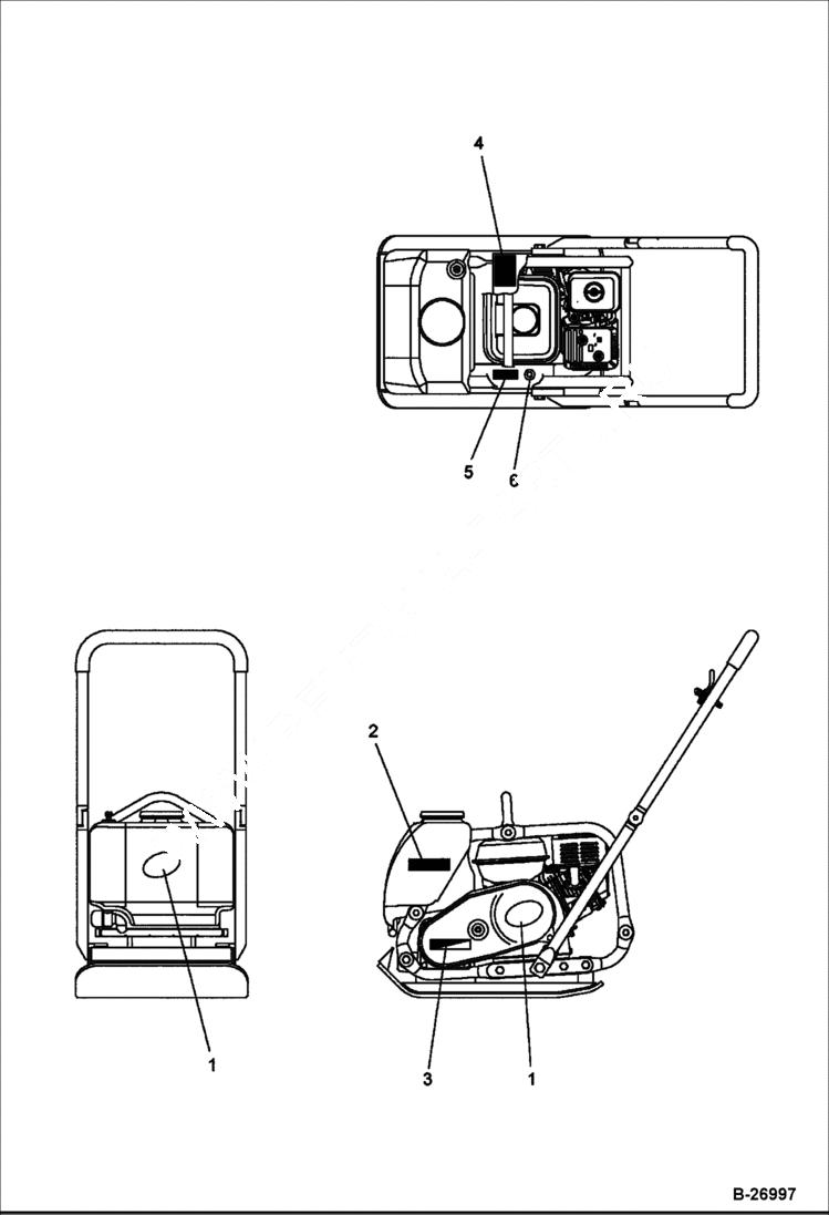 Схема запчастей Bobcat VIBRATORY PLATE COMPACTOR - DECALS MAIN FRAME