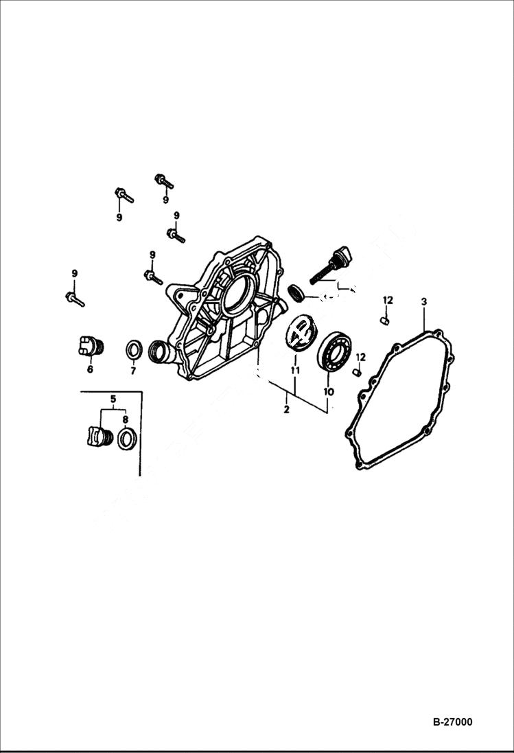 Схема запчастей Bobcat VIBRATORY PLATE COMPACTOR - ENGINE (Crankcase Cover) BC15 POWER UNIT